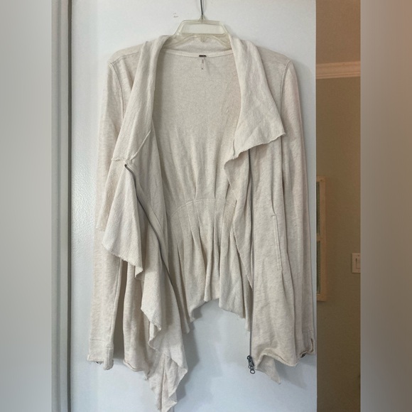 Free People Cream Bohemian Zip Up Cardigan - Picture 7 of 10